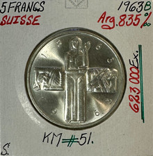 SUISSE - 5 FRANCS 1963 B -