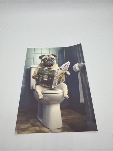 Affiche chien carlin drôle - carlin, wc