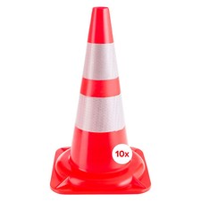 AREBOS 10x Cônes de signalisation routière cône de chantier orange blanc 50 cm