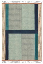 Coton Naturel Tapis Handmade Couloir Kilim Salle à Manger Zone Bleu de Yoga