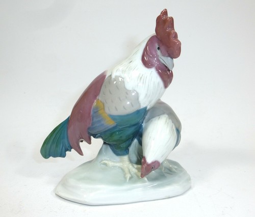 Figurine porcelaine coq et - en,