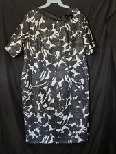 Marina Rinaldi Women’s 3X Black White Floral Sheath Dress NWOT 48” Bust Italian