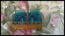 PORTE LIQUEUR  6 VERRES BLEUS