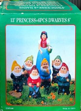 Blanche-Neige et les 6 nains – Figurines anciennes en plâtre peint (années...