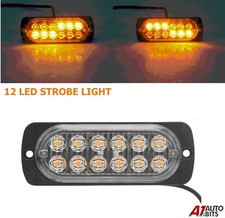 1X Stroboscope Amber Clignotant 12 LED Lampe Bar Grill Dépannage 12V 24V