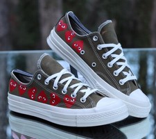 Converse Chuck 70 Low x Comme Des Garcons Play Multi Heart Size 7 Custom 162976C