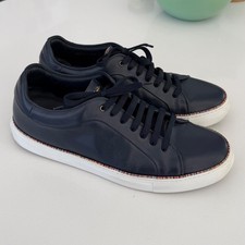 Paul Smith Sneakers Navy Leather 'Basso' Trainers Signature Stripe Trim