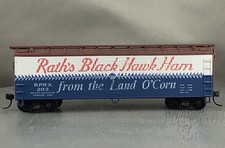 Train Miniature - Rath's Black Hawk Ham - 40' Wood Reefer + Wgt # 203 w/Kadees