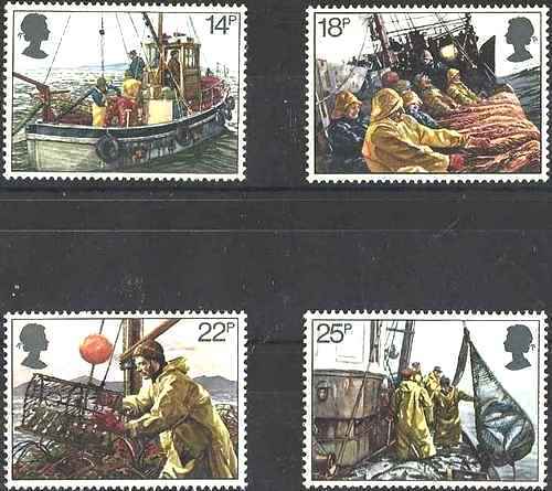 Timbres bateaux pêche - timbres, grande