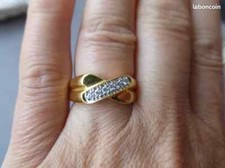 bague plaqué or de qualité poinçon orfèvre pierres zirconiums 4,24gr t. 52  tbé
