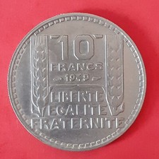 Pièce de monnaie 10 francs TURIN en cupronickel 1949 petite tête SUP nettoyée.