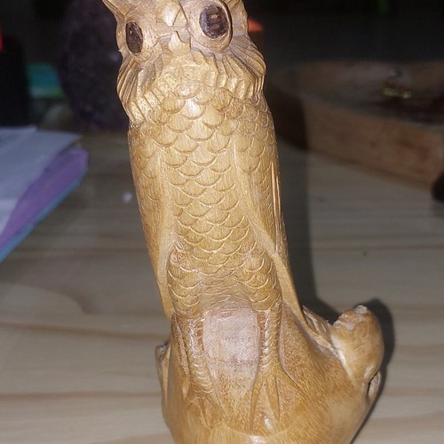 Statuette chouette bois - chouette,