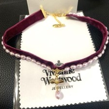 Vivienne Westwood ALEKSA Pearl ORB Choker Necklace Red Gold Outlet authentic