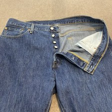 Levis 501 Jeans Mens Size 38x34 Button Fly Faded Blue Distressed Denim Classic
