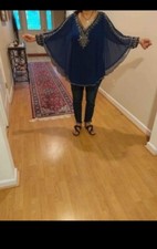 Women's Abaya,Caftan, Jabador ,Navy Blue ,Size Medium