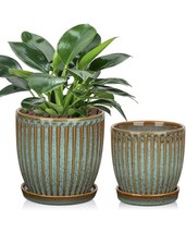 Oairse Lot de 2 pots à plantes en céramique 13 cm 15 cm jardinière en...