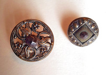 2 ANTIQUE BUTTONS late 19°, 16 and 17 mm, steel nail