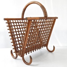 STUNNING VINTAGE 1960S BAMBOO & RATTAN MAGAZINE RACK 60S 60s