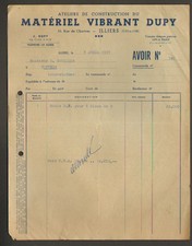 ILLIERS (28) USINE / ATELIER DE CONSTRUCTION "MATERIEL VIBRANT J. DUPY" en 1957