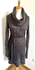 dress size 38/40 anthracite large turtleneck long sleeve twisted wool sweater 691!