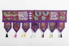 Toran Indien Violet Vintage Patchwork Broderie Valance De Porte Décor Mural