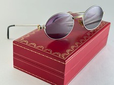 VINTAGE CARTIER OVAL ST HONORE LIMITED SERIES SAPPHIRE 51MM PLATINE SUNGLASSES