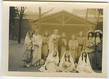 ANTIQUE PHOTO - CARNIVAL PARTY GAG COSTUME GROUP - DISGUISE - Vintage Snapshot