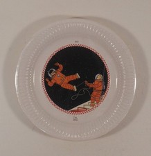 Tintin Herge rare pack 10 assiettes carton Lune Tifany annees 90 TBE