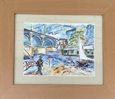Modern painting view of the bridge of Chatou 20th century