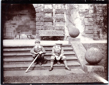 England, Patshull Park, Young Kids with a Baseball Bat Vintage sil