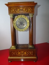 Empire period portico clock / Charles X, bronze and marquetry, 19th century