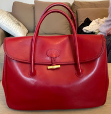Sac  Longchamp modèle M gamme Roseau cuir rouge TBE