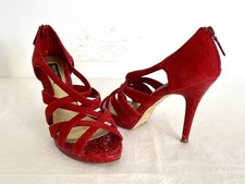 White House Black Market real leather zip heel pumps size 38 red eb