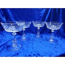 vintage set of 4 val st. lambert rochelle tall clear champagne/sherbert glasses