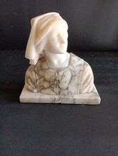 Ancien Buste En Albatre H 21cm