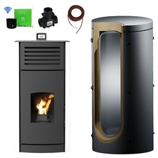 A + Robin Wood Enya Aqua Poêle à Pellets Blanc Chaudière 12 Kw Complet + Wifi