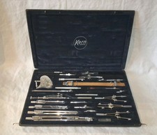 Ancien coffret compas professionnel KERN Aarau Suisse Incomplète De 1955, 26 Pcs