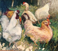Tableau Les Poules par Guy