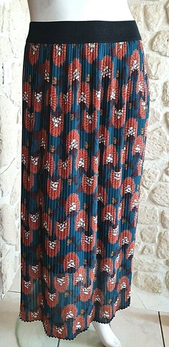 Jupe plissée bleue marron - plissée,