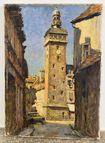 Huile sur toile signée vue - huile,