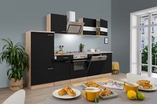 Cuisine équipée kitchenette Chêne Noire Merle 280 CM