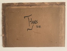 Tableau ancien encre spider toile d'araignée scène de genre surréaliste Hans 50