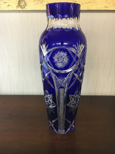 Vase cristal overlay bleu - overlay,