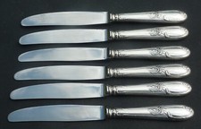 6 Louis XV Style Seed Dessert Entremet Knives Silver Metal & Stainless 21cm