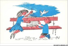 CAR-ABKP11-0940-ILLUSTRATOR - TWO CHILDREN RELEASING A BIRD FROM A CAGE - FL
