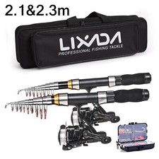Complete Fishing Kit X2 Telescopic Rods Reels Outdoor Accessories and Bag