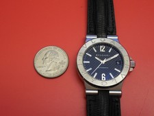 BVLGARI SOLID STEEL DIAGONO DG35S 35MM MEN'S AUTOMATIC DATE WATCH