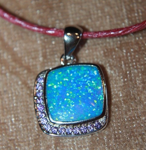 Inlaid fire opal necklace - inlaid,