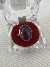 925 Solid Silver Amethyst Stone Ethnic Ring Size 58 Ref I269