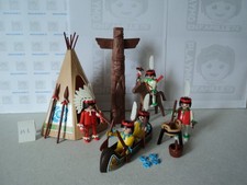 PLAYMOBIL vintage western indiens campement tribu tipi canoë set 3483 de 1980 #1